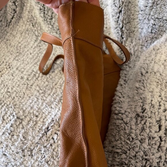 STELLA & MAX LEATHER LARGE CONAC BROWN SHOULDER TOTE BAG - Picture 4 of 6